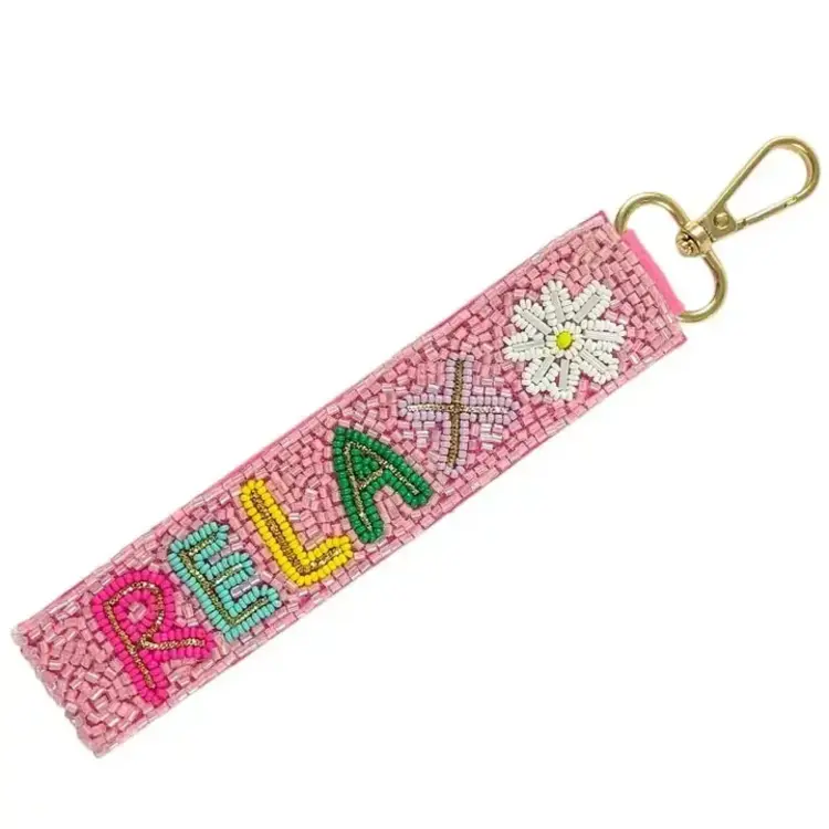 Nima Accessories Relax Themed Beaded Wristlet Strap Key Chain