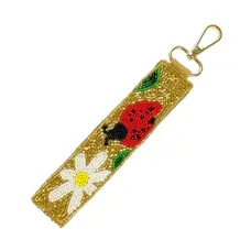 Nima Accessories Ladybug Themed Fully Beaded Wristlet Strap