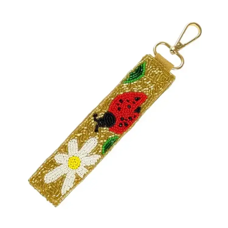 Nima Accessories Ladybug Themed Fully Beaded Wristlet Strap