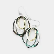 Sensibling Corp Layered Geo Metal Oval Hoop Dangle Earrings