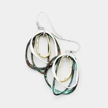 Sensibling Corp Layered Geo Metal Oval Hoop Dangle Earrings