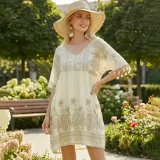 Sensibling Corp Vintage Floral Embroidered Boho Dress