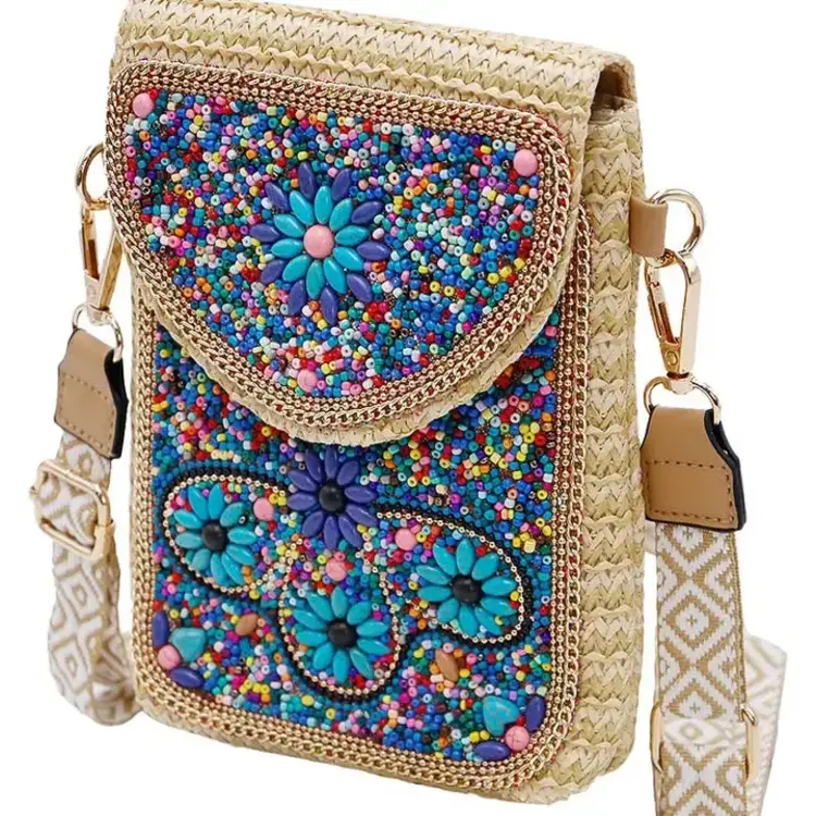 Cap Zone Daisy Bohemian Artisan Beaded Crossbody Bag