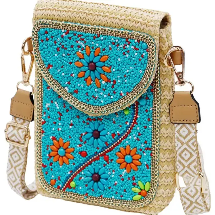 Cap Zone Daisy Bohemian Artisan Beaded Crossbody Bag