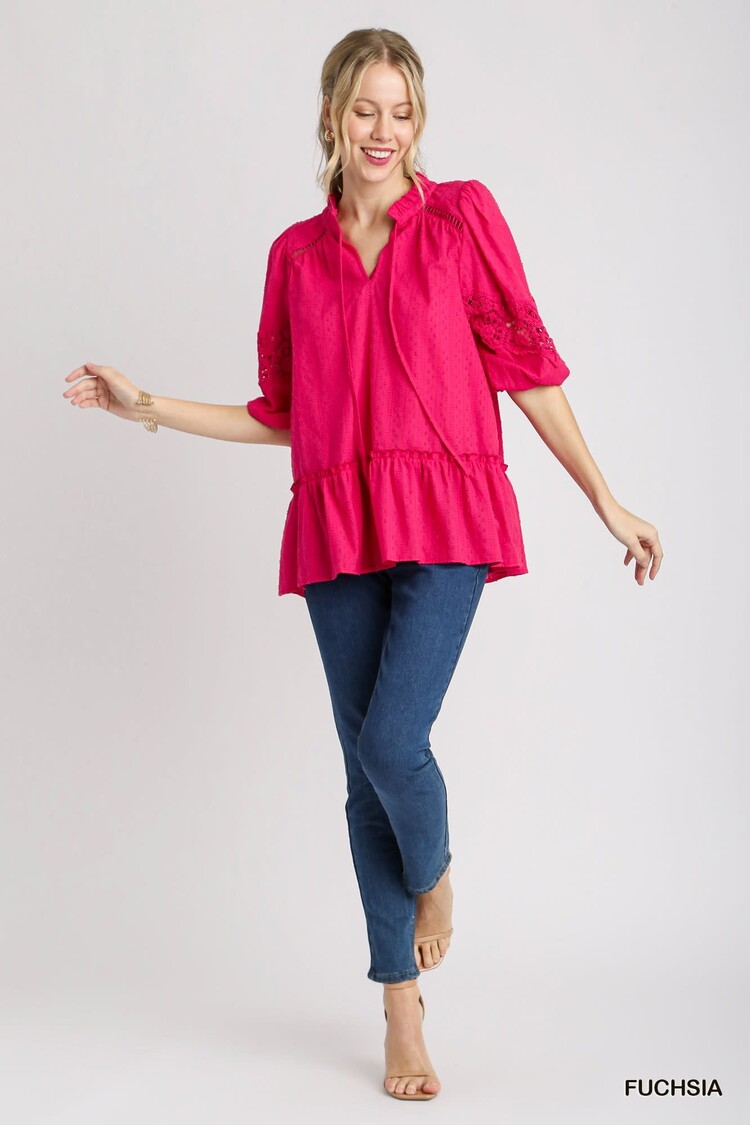 Umgee Baby Doll Front Tie Top