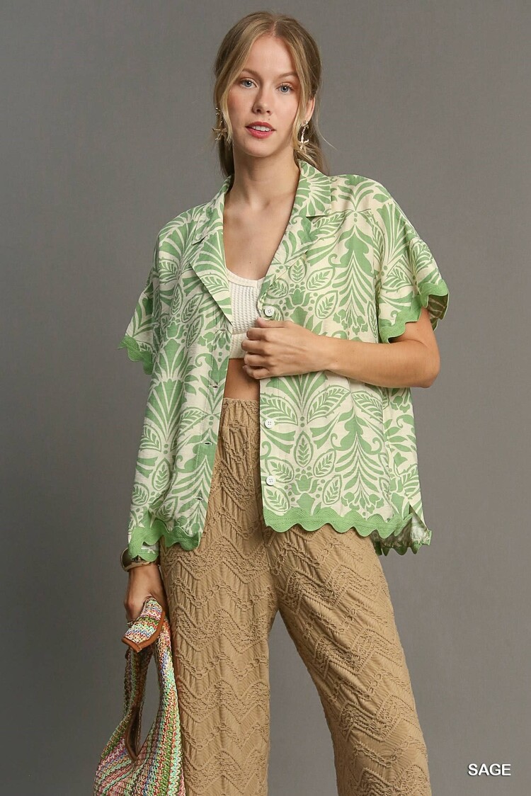 Umgee Two Tone Button Down Shirt