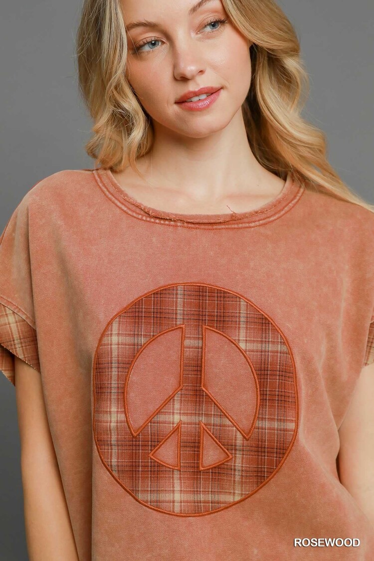 Umgee Washed French Terry Peace Top