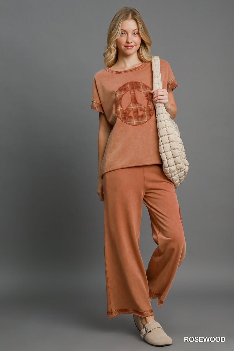 Umgee Washed French Terry Peace Top