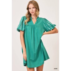 Umgee Split Neck Midi Dress with Embroidered Details