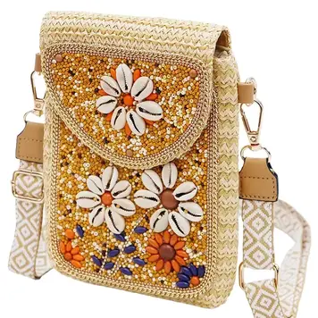 Cap Zone Cowry Daisy Bohemian Artisan Beaded Crossbody Bag