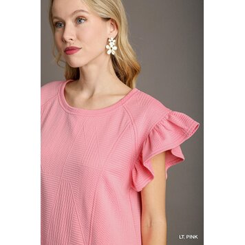 Umgee Criss Cross Jacquard Knit Dress Light Pink M