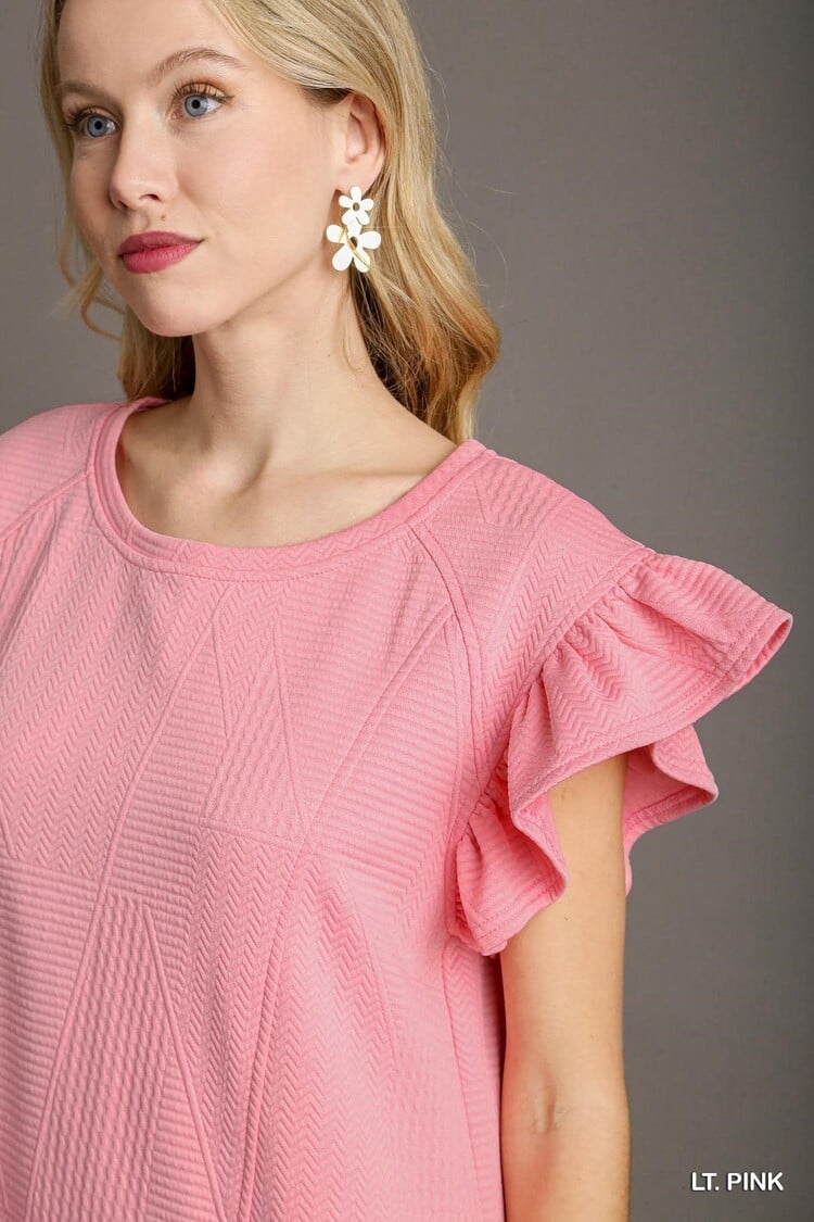 Umgee Criss Cross Jacquard Knit Dress Light Pink M