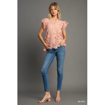 Umgee Lace Split Neck Top