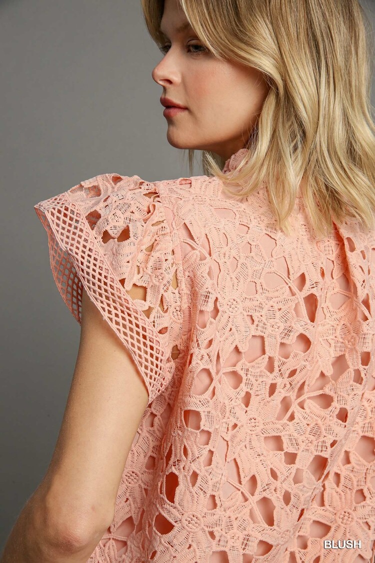 Umgee Lace Split Neck Top