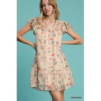 Umgee Floral Print Mini Dress