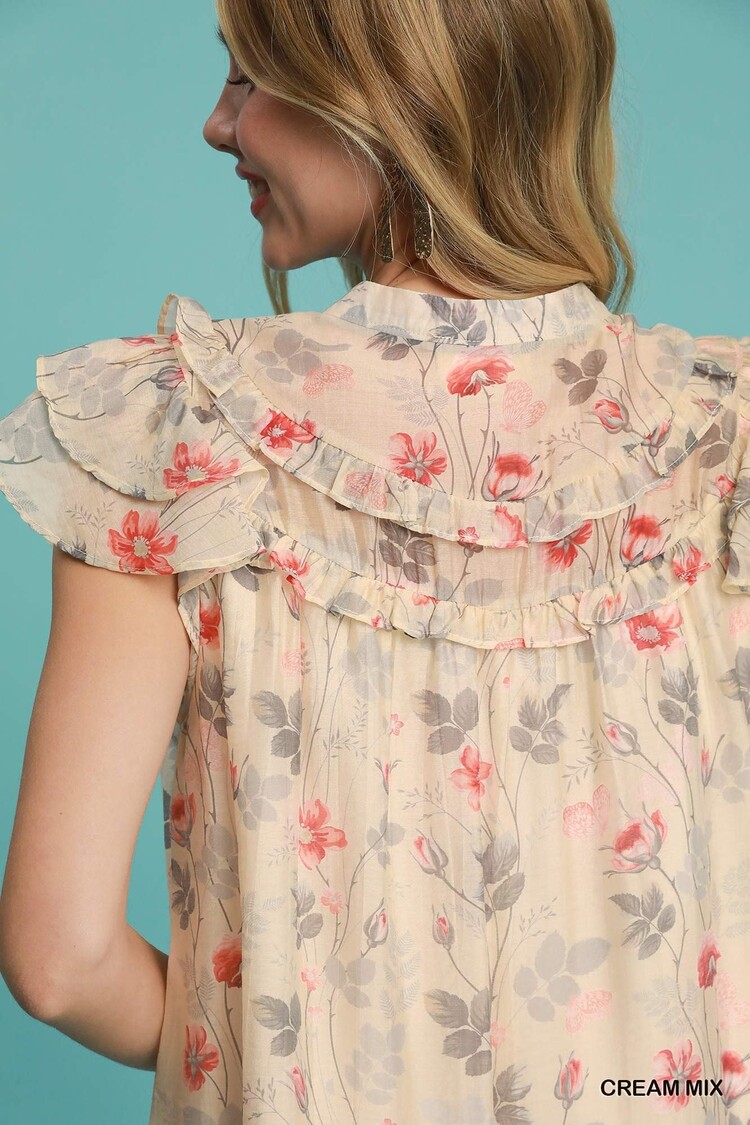 Umgee Floral Print Mini Dress