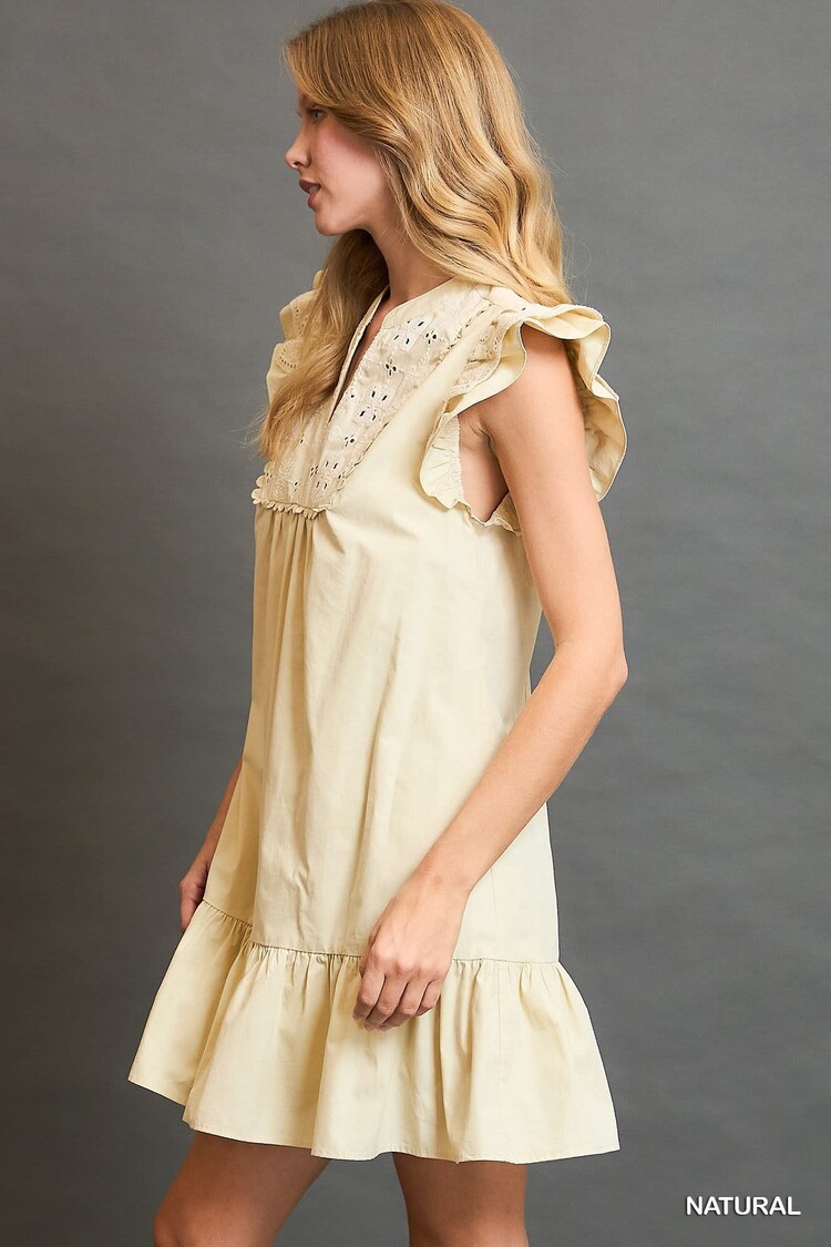 Umgee Embroidered V-Neck Mini Dress