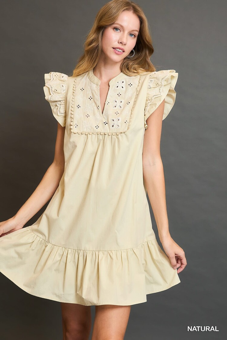 Umgee Embroidered V-Neck Mini Dress