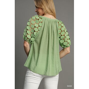 Umgee Split Neck Bubble Sleeve Top