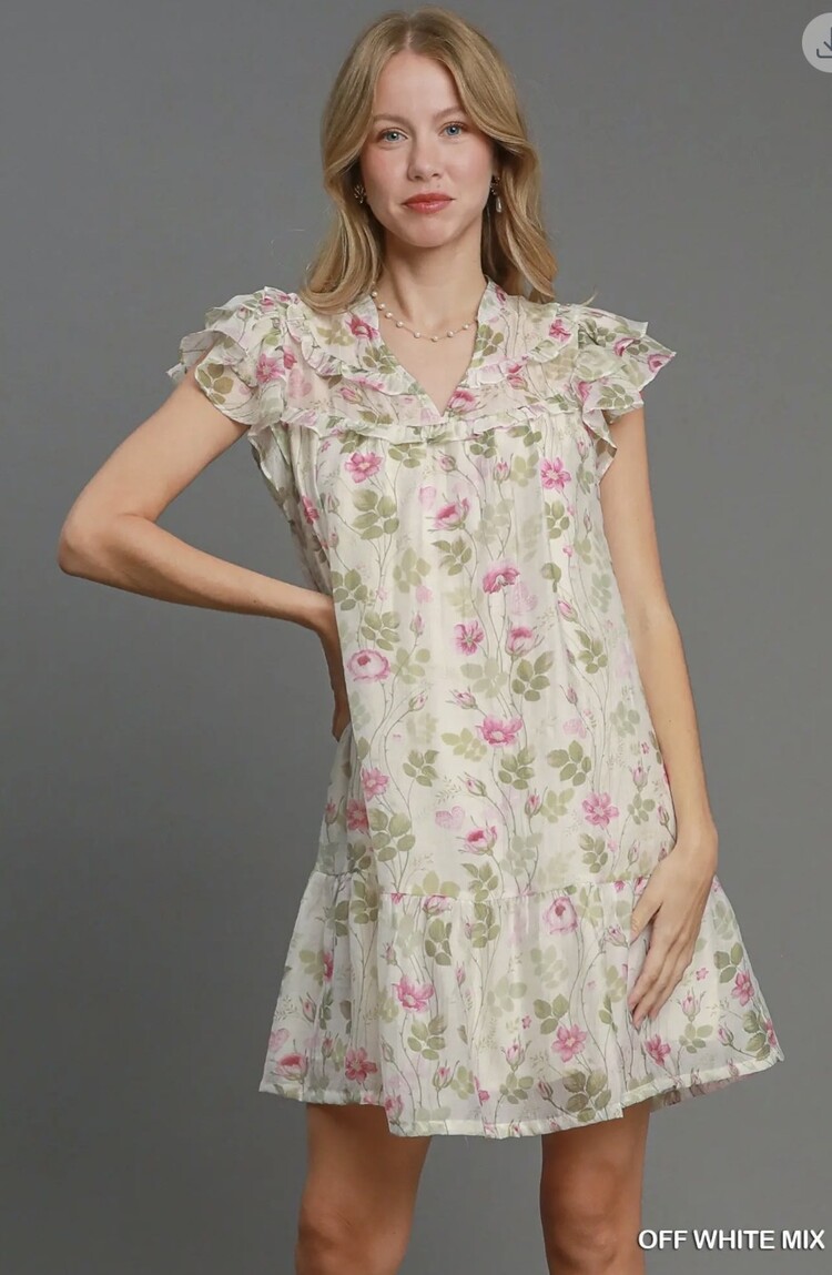 Umgee Floral Print Mini Dress