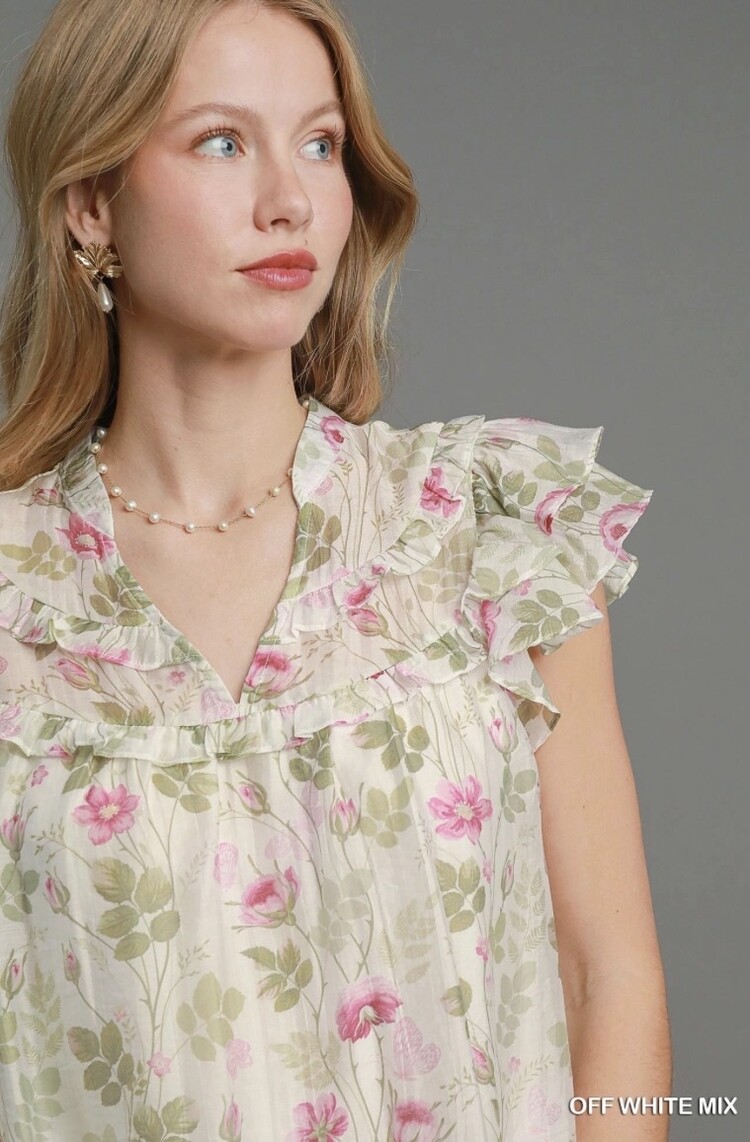 Umgee Floral Print Mini Dress