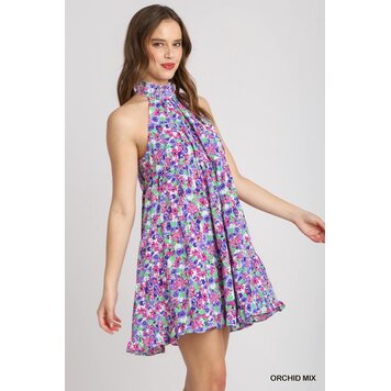 Umgee Lavender Floral Mini Dress
