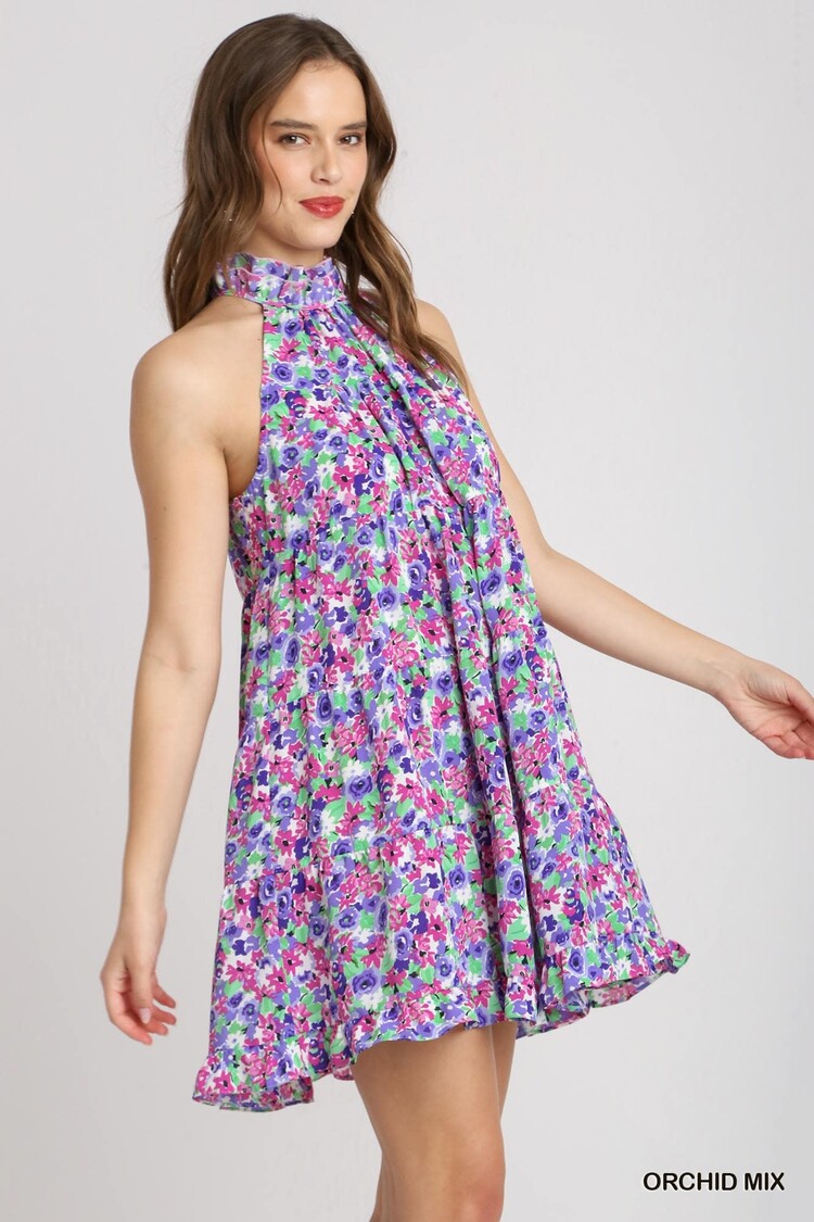 Umgee Lavender Floral Mini Dress