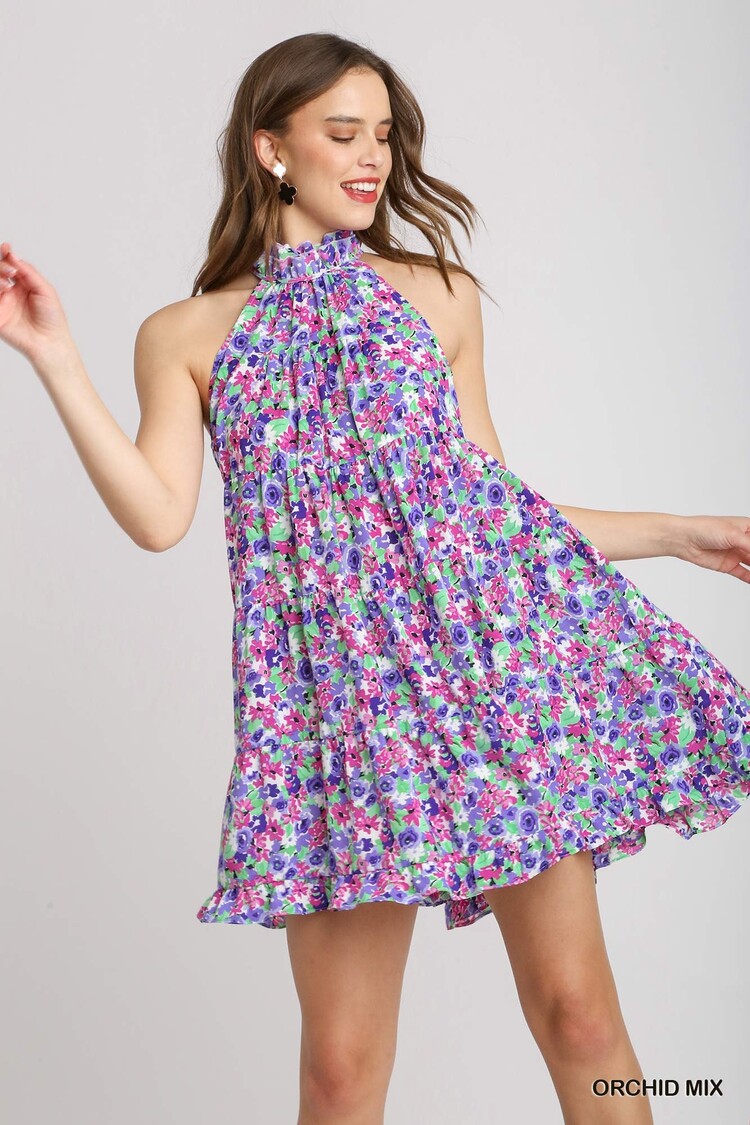 Umgee Lavender Floral Mini Dress