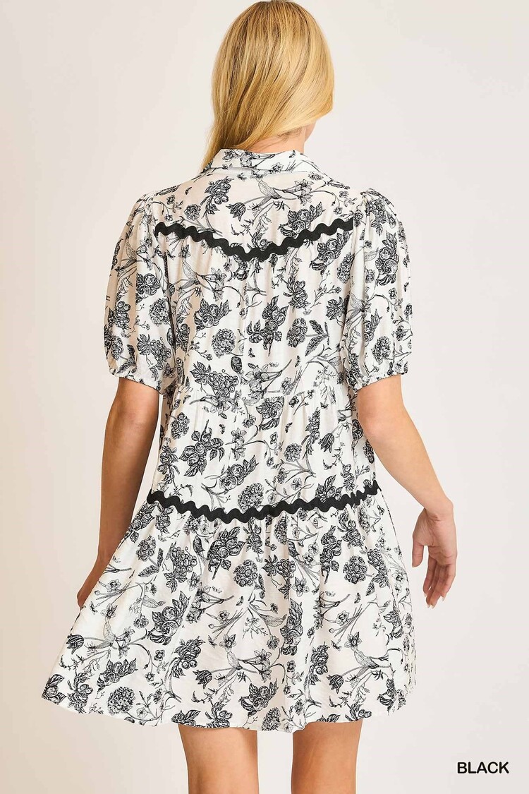 Umgee Two Tone Floral Print Dress