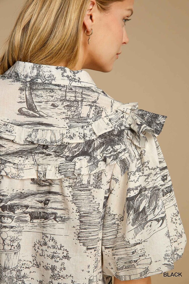 Umgee Two Tone Split Neck Top