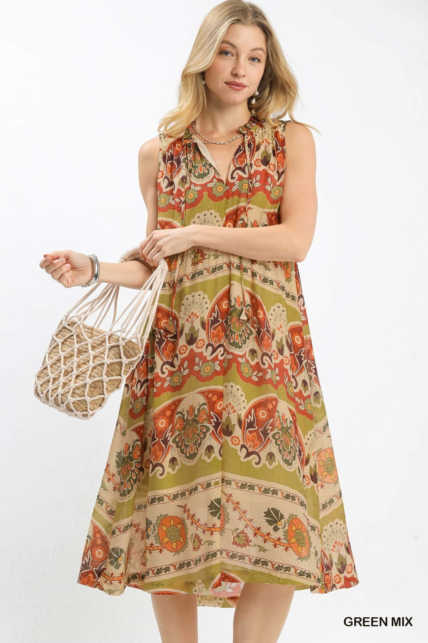 sleeveless boho midi dress Umgee Boho Floral Sleeveless Midi Dress