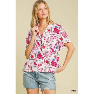 Umgee Tropical Resort Print Shirt