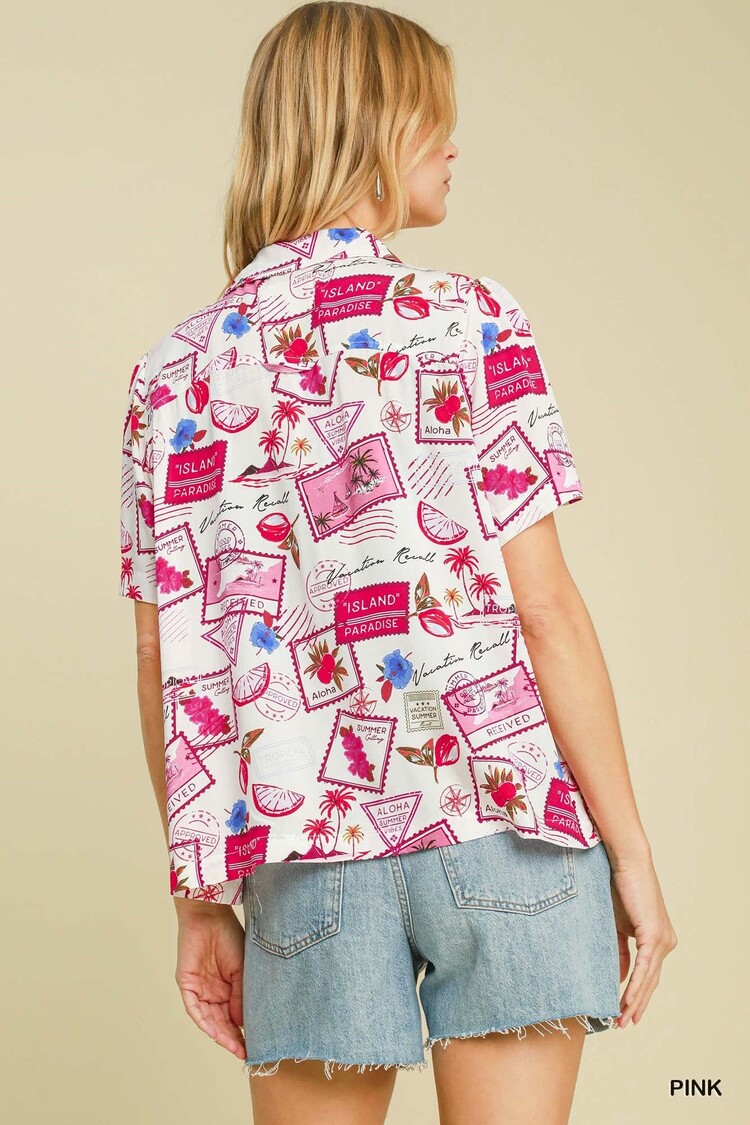Umgee Tropical Resort Print Shirt