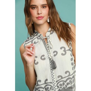 Umgee Abstract Border Print Mini Dress