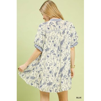 Umgee Floral Babydoll Dress with Puff Sleeves