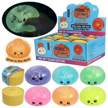 Cap Zone Glow in Dark Glitter Jiggly Jelly Dumpling Bao Bun Squishy