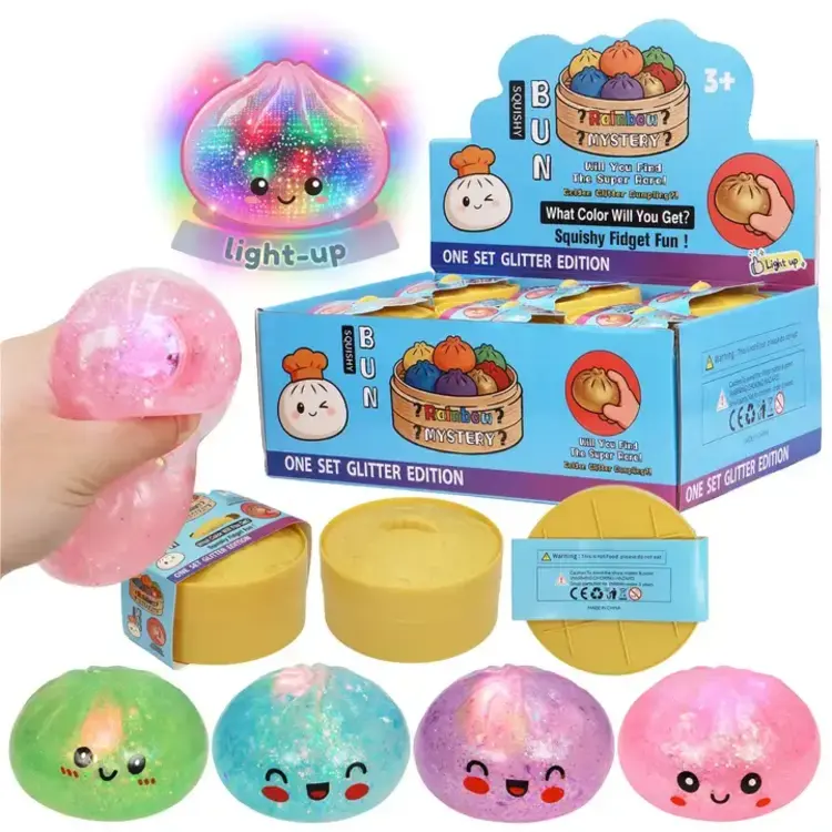 Cap Zone Glitter Led Light-Up Jiggly Jelly Dumpling Bao Bun Squishy