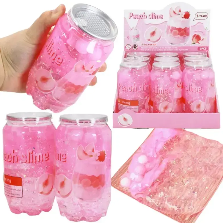 Cap Zone Sparkling Peach Fruit Soda Can Glitter Slime