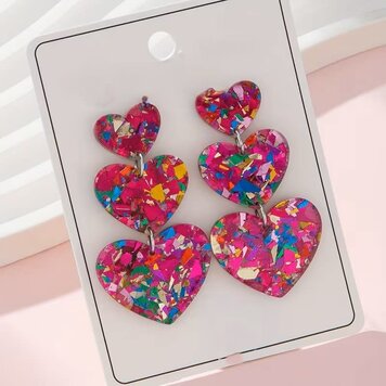 Sparkling Heart Drop Earrings