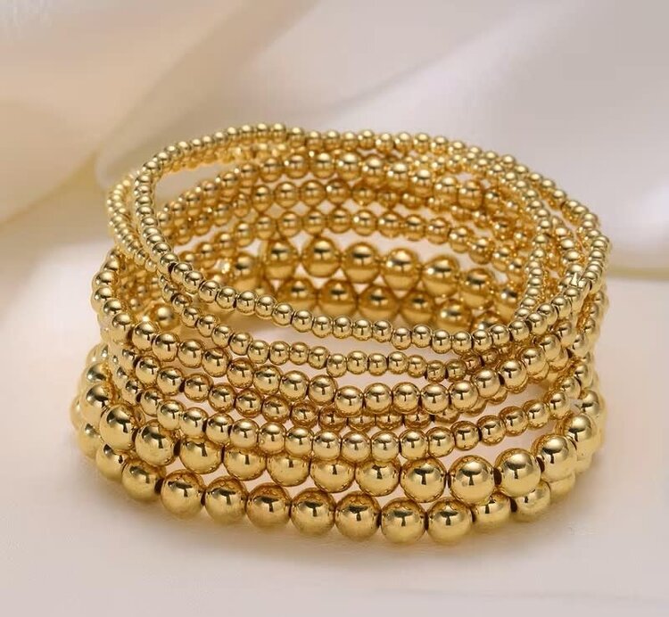 Gold Beaded Bracelet 7 pcs