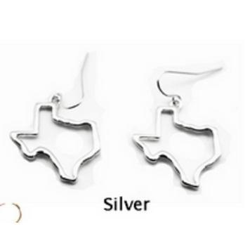 Texas Outline Silver Earrings