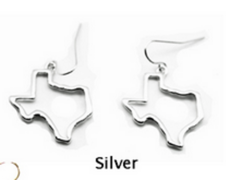 Texas Outline Silver Earrings