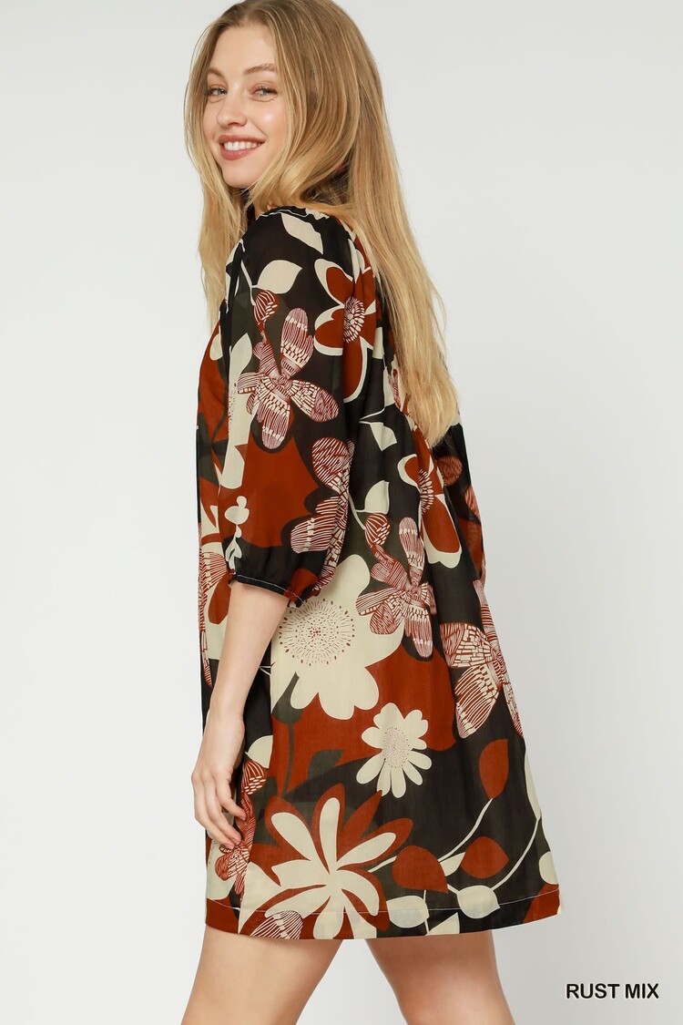 Umgee Floral Print Dress