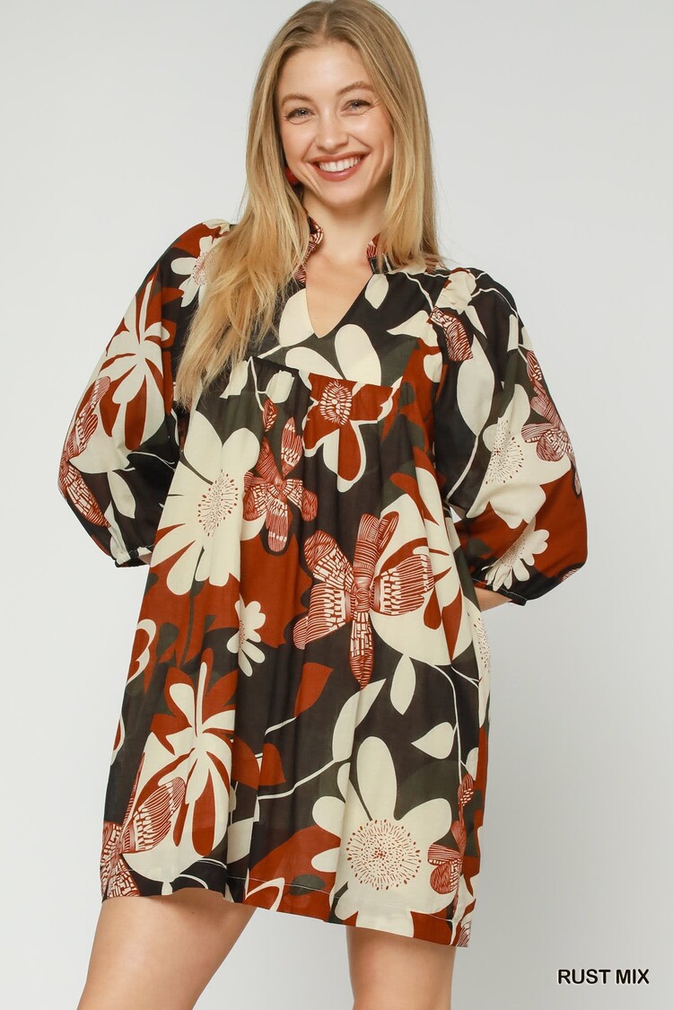 Umgee Floral Print Dress
