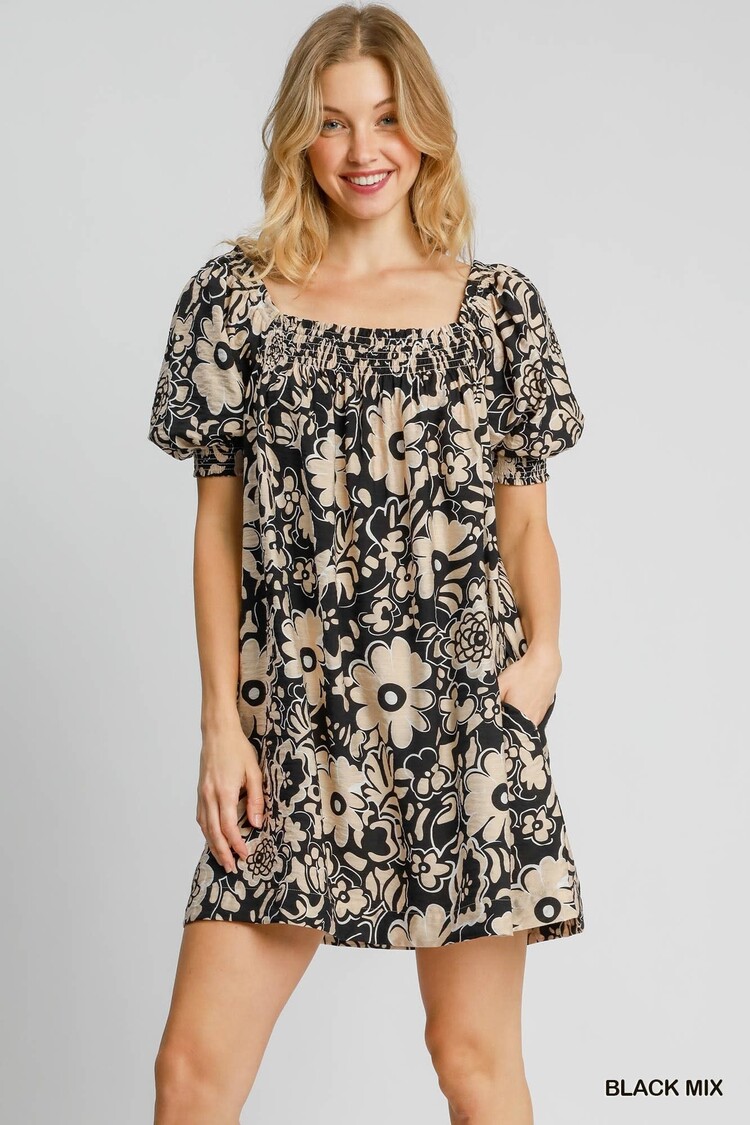 Umgee Floral Print Mini Dress