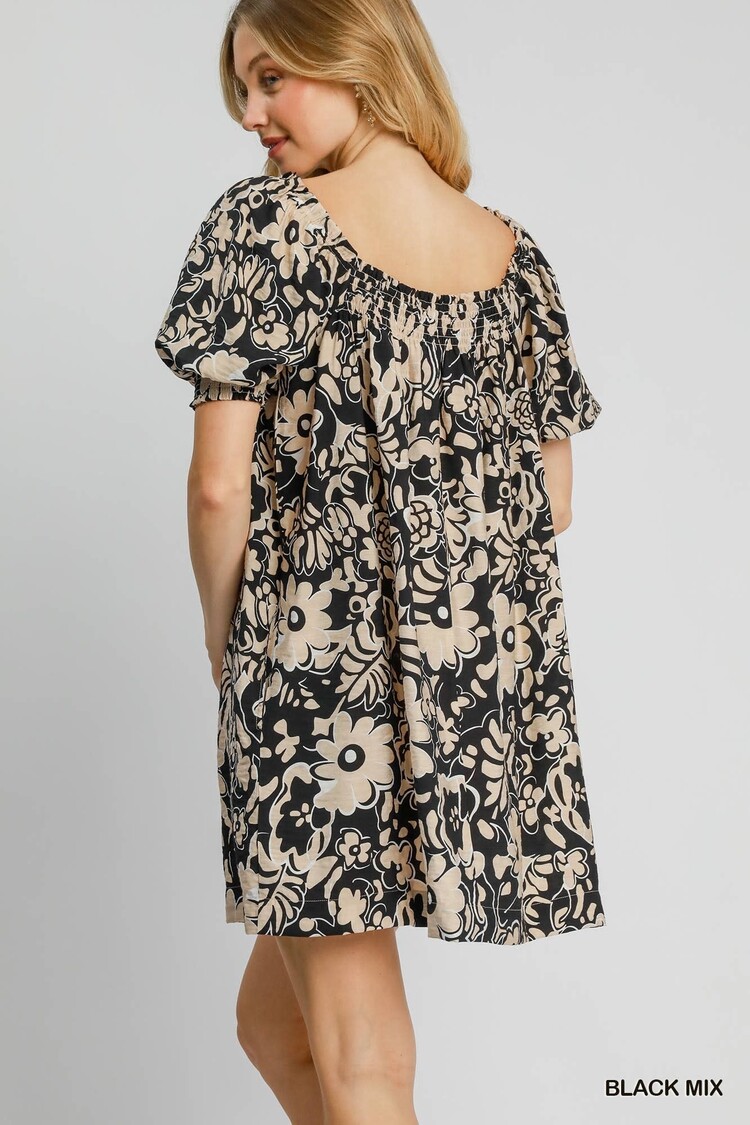 Umgee Floral Print Mini Dress