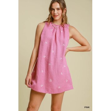 Umgee Pink Lightweight Tweed Mini Dress