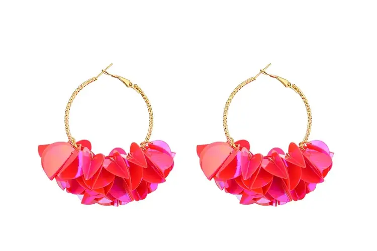 Nima Accessories Pink Sequin Dangling Earrings