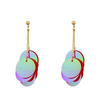 Nima Accessories Fuschia Dual Sequin Disk Dangling Earrings