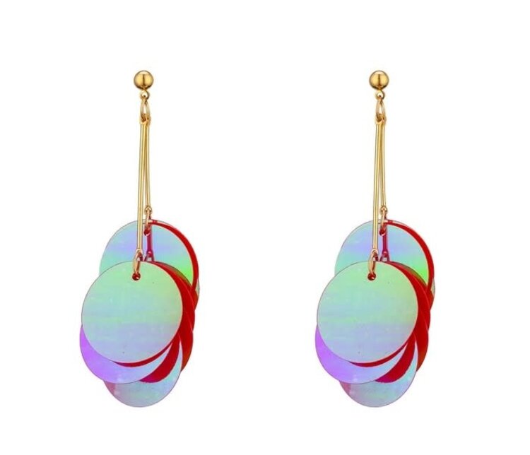 Nima Accessories Dual Sequin Disk Dangling Earrings  Fuschia